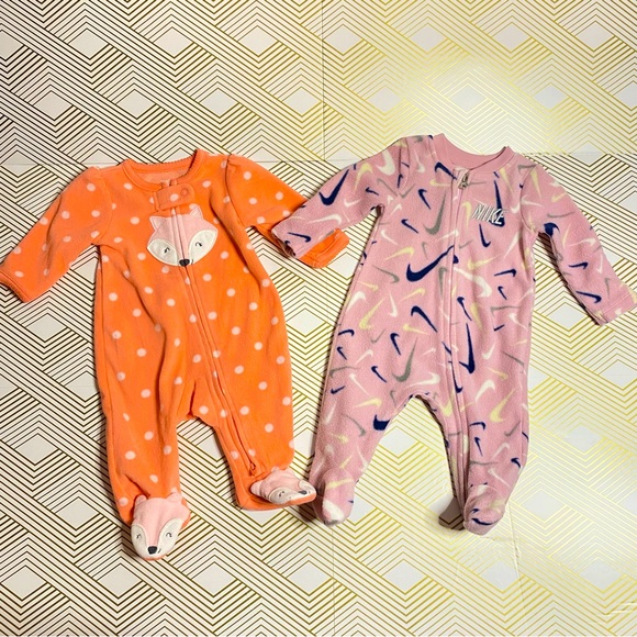 Nike Other - Set of 2 Baby Footed Fleece Pajamas